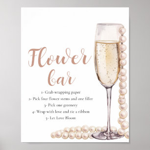 Guld Pearls & Prosecco Champagne Flower Pub Sign Poster