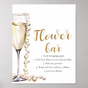 Guld Pearls & Prosecco Champagne Flower Pub Sign Poster