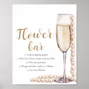 Guld Pearls & Prosecco Champagne Flower Pub Sign Poster