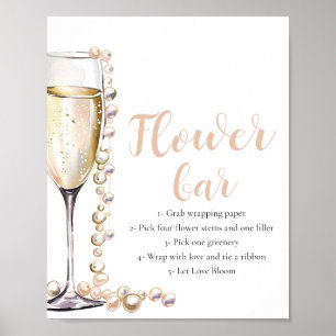 Guld Pearls & Prosecco Champagne Flower Pub Sign Poster