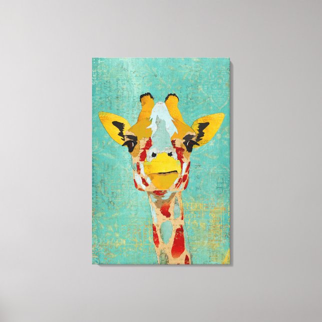 Guld Peeking Giraffe Art Canvas (Framsida)