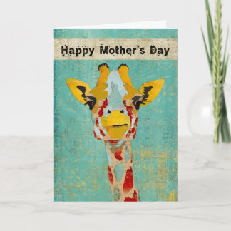 Guld Peeking Giraffe Mors dag Card Kort