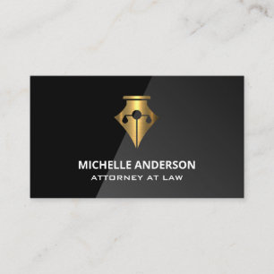 Guld Pen Justice Scales   Juridisk Logotyp Visitkort