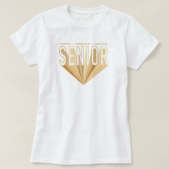 Guld Pencil Sketch Senior Radior Brev T Shirt (Design framsida)