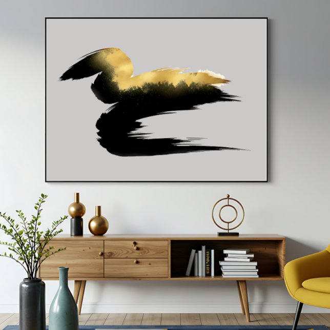 Guld penseldrag Abstrakt Konst Poster (Skapare uppladdad)