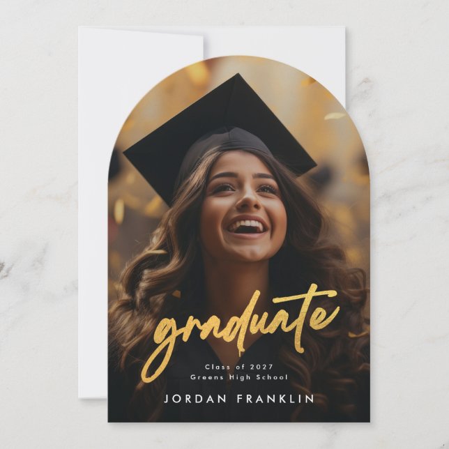 guld-penseln High School Student Photo-meddelande Inbjudningar (Framsida)