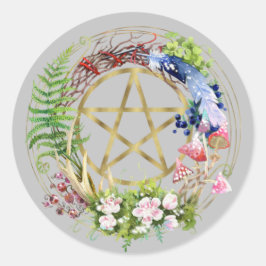 Guld Pentacle Nature Wandan Flowers Bohemian Runt Klistermärke