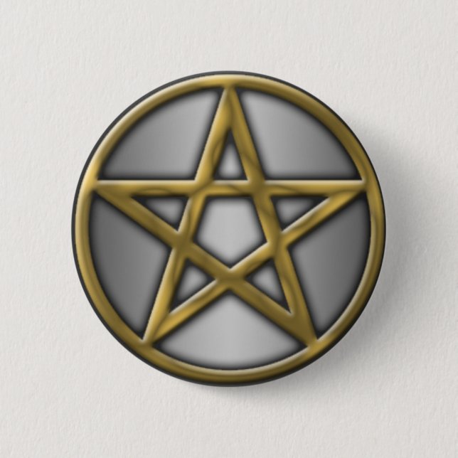Guld- Pentacle på silver Knapp (Framsida)
