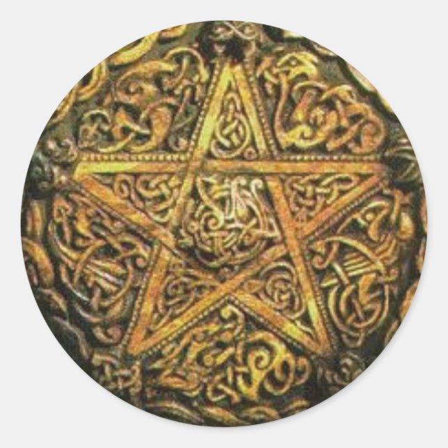 Guld Pentacle Runt Klistermärke (Framsida)