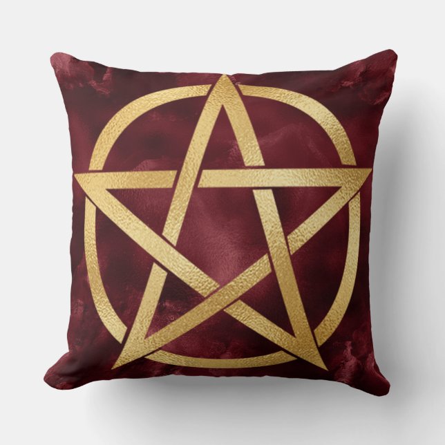Guld Pentagram Symbol på Röd Kudde (Framsida)