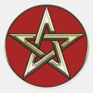 Guld- Pentagramklistermärke för klassiker Runt Klistermärke
