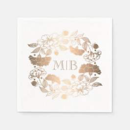 Guld Peonies - Blommigt Wandedens Garden Wedding Pappersservett