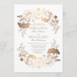 Guld Peony Blommigt WAN Elegant Rehearsal Dinner Inbjudningar