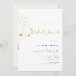 Guld Peony Elegant Blommigt Sketch BW Möhippa Inbjudningar