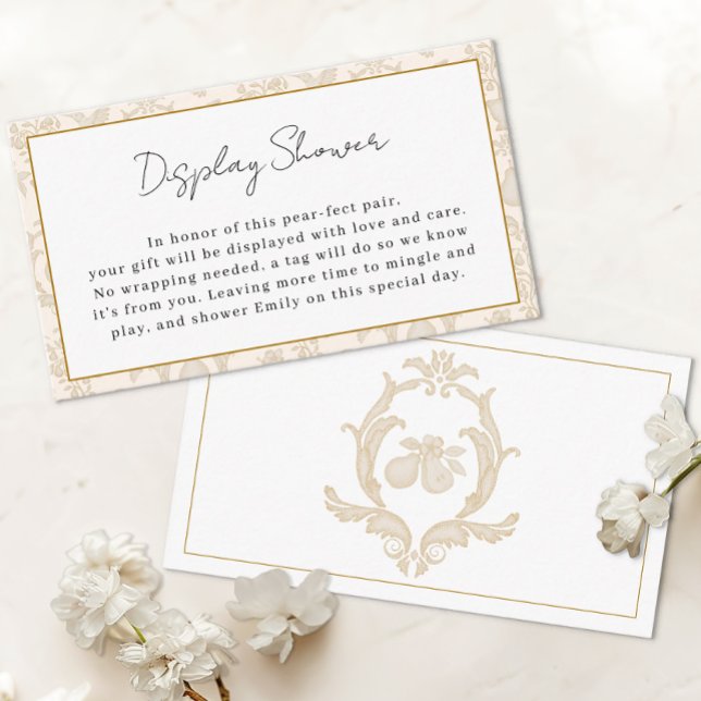 Guld perfekt päron-visningskort för bröllopsdusch tilläggskort (Display Shower Card)