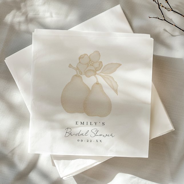 Guld Perfekt Pear Möhippa Napkin Pappersservett (Pear Napkins)