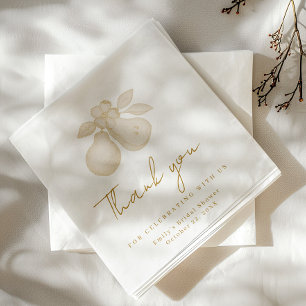 Guld Perfekt Pear Möhippa Tack Napkin Pappersservett