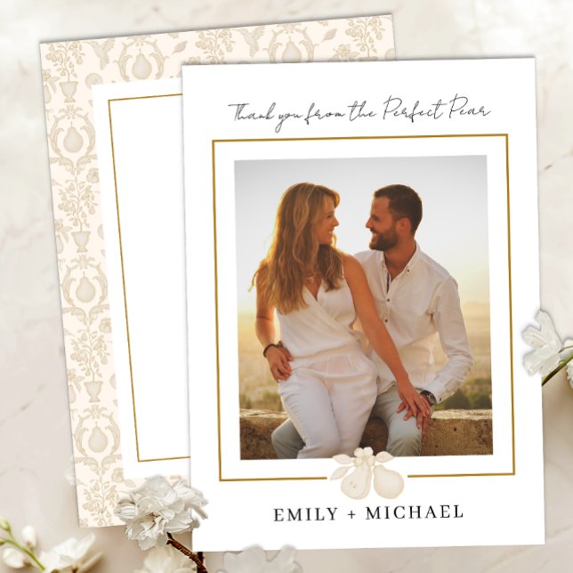 Guld Perfekt Pear Photo - tackkort Tack Kort (Thank You Card)