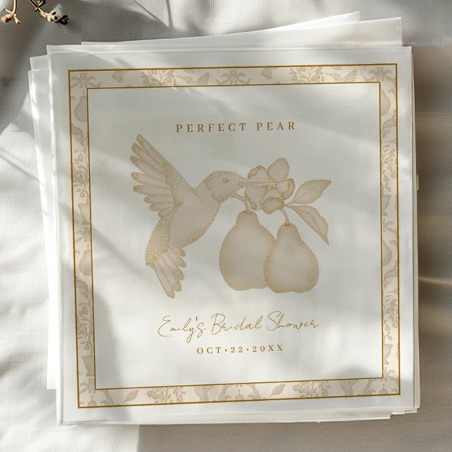 Guld Perfekta Päron Bröllop Napkiner Pappersservett (Perfect Pear Bridal Shower Napkin)