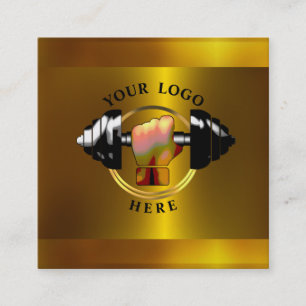 Guld Personal Trainer Social Media Affärskort Fyrkantigt Visitkort