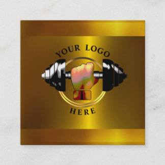 Guld Personal Trainer Social Media Affärskort Fyrkantigt Visitkort