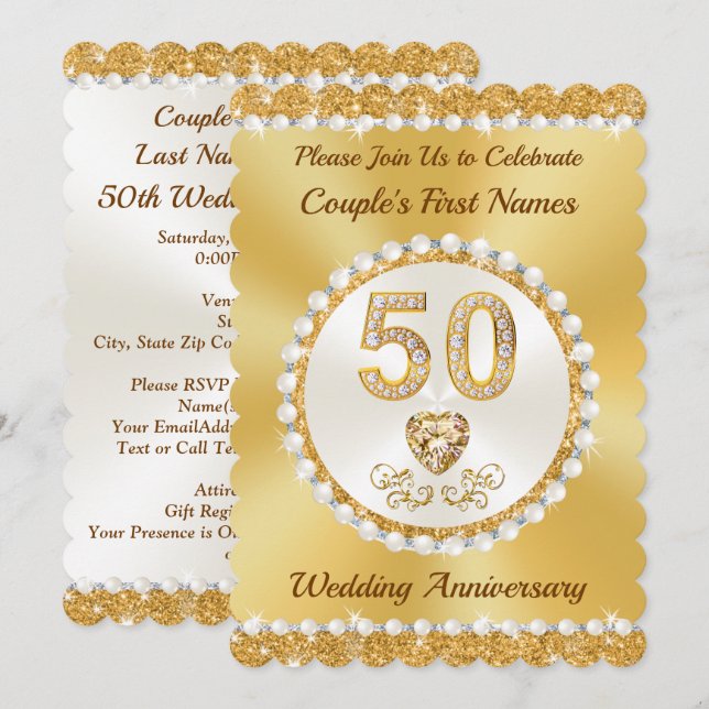 Guld Personlig, 50-årsjubileum Inbjudningskort (Fram/baksida)