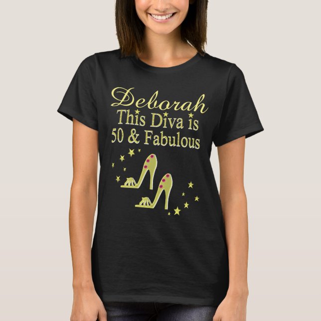 GULD PERSONLIG 50 OCH FABULÖSA SKYDD T SHIRT (Framsida)