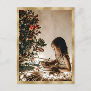 Guld Personlig Foto God Jul Christmas Helg Vykort