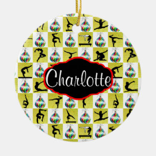 GULD PERSONLIG GYMNAST CHRISTMAS ORNAMENT