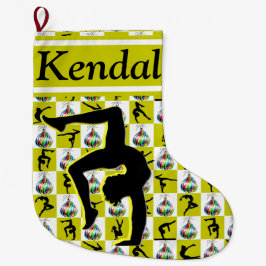 GULD PERSONLIG GYMNAST GIRL CHRISTMAS STOCKING STOR JULSTRUMPA