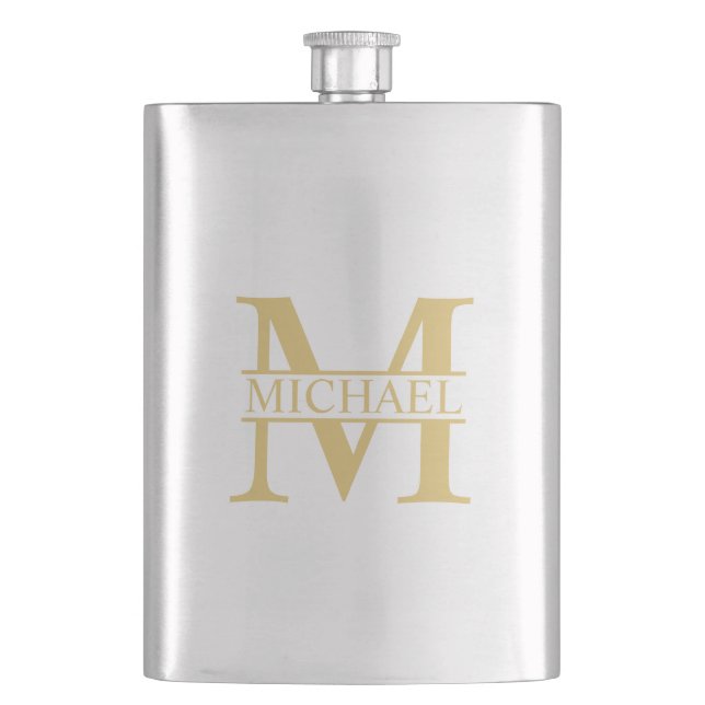 Guld Personlig Monogram och Namn Fickplunta (Framsidan)