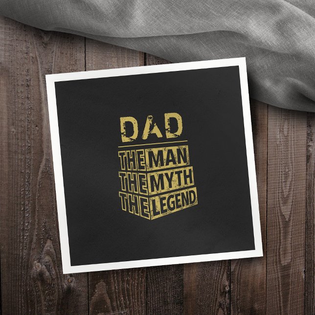 Guld Personlig Namn människan, myten om kullkastet Pappersservett (Gold Personalized Name The Man The Myth The Legend Napkins)