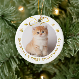 Guld Pet Cat-Personligen, fotopapper, Helgdag Julgransprydnad Keramik