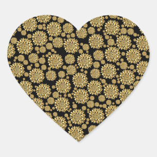 Guld Petals Heart Design Hjärtformat Klistermärke