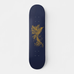 Guld- Phoenix på blåttskateboarden Mini Skateboard Bräda 18,5 Cm