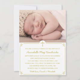 Guld Photo Baptism/Christening-inbjudan Inbjudningar