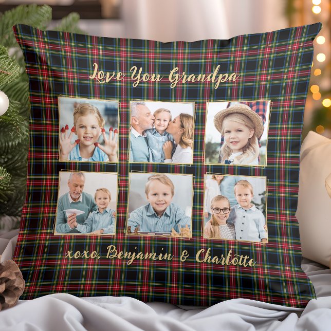 Guld Photo Collage Grandpa, Anpassningsbar Play Kudde (Skapare uppladdad)