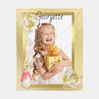 Guld Photo Fleece Blanket for Girl med kanin