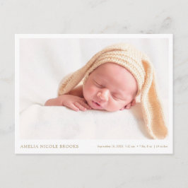 Guld Photo Nyfödd bebis Boy Birth Notice Vykort