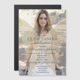Guld Photo Quinceanera Magnetisk Inbjudningskort