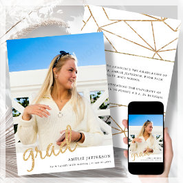 Guld Photo Studenten meddelande om Glitter Inbjudningar