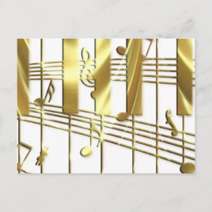 Guld Piano Tangentbord Vykort