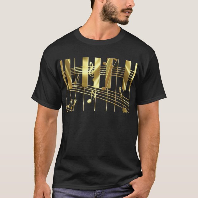 Guld- pianotangentbord t shirt (Framsida)