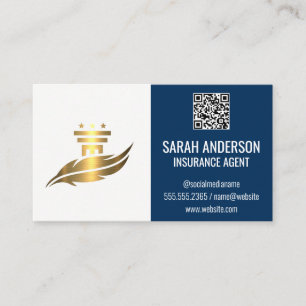 Guld Pillar Feather Logotyp QR-skanningskod Visitkort