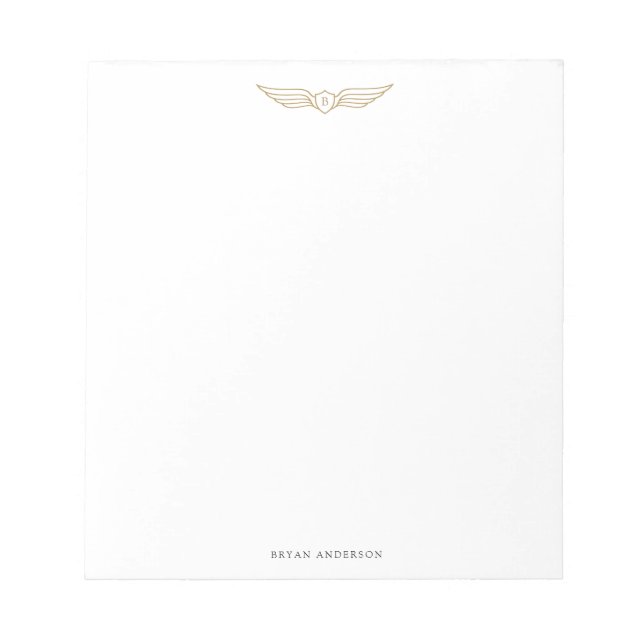 Guld Pilotvingar Monogram Anteckningsblock (Framsida)