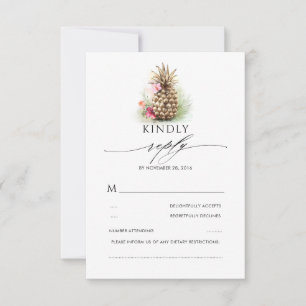 Guld Pineapple Beach Wedding OSA Kort