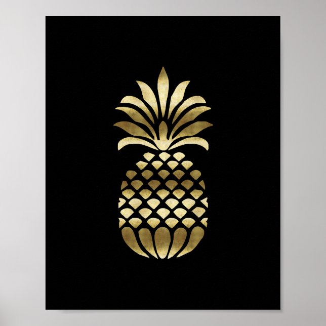 GULD PINEAPPLE-konstutskrift Poster (Framsidan)