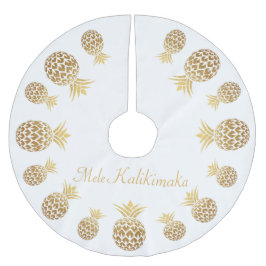 Guld Pineapple Mele Kalikimaka Hawaiian Jul Julgransmatta Borstad Polyester