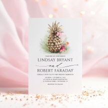 Guld Pineapple Rosa Blommigt Beach Wedding