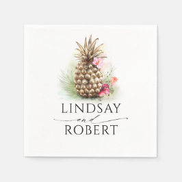 Guld Pineapple Tropical Beach Wedding Pappersservett